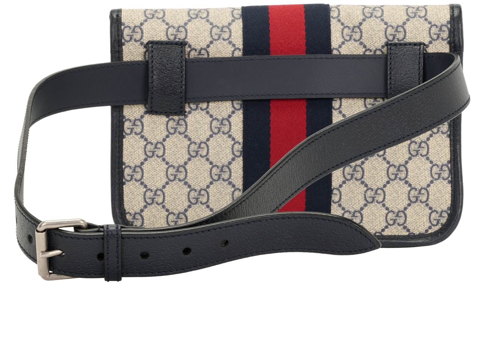 Small Ophidia Web Belt Bag, &pound;450, Handbags, Beige/Navy, Canvas, Back view